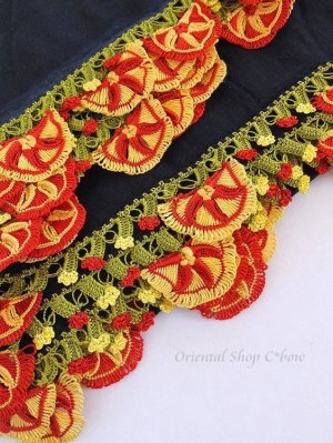 画像5: バルッケシル：大判フィルケテオヤ・トゥーオヤスカーフ｜ブラック×赤黄