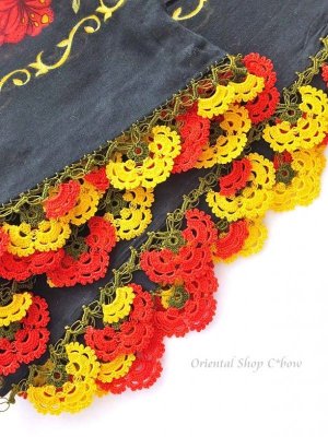 画像4: バルッケシル：大判トゥーオヤスカーフ｜ブラック×レッドイエロー