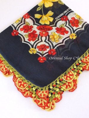 画像2: バルッケシル：大判フィルケテオヤ・トゥーオヤスカーフ｜ブラック×赤黄