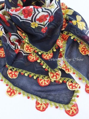 画像6: バルッケシル：大判フィルケテオヤ・トゥーオヤスカーフ｜ブラック×赤黄