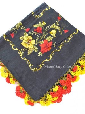 画像2: バルッケシル：大判トゥーオヤスカーフ｜ブラック×レッドイエロー