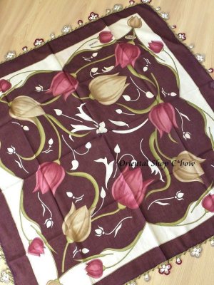 画像6: バルッケシル：大判トゥーオヤスカーフ｜ボルドー×チューリップずくめ
