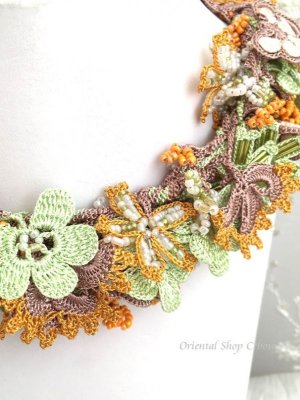 画像6: 華やか☆ビジューネックレス☆ボリューム・オヤ｜オレンジ系