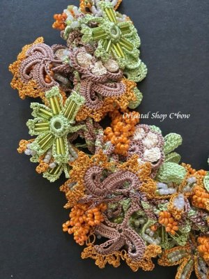 画像4: 華やか☆ビジューネックレス☆ボリューム・オヤ｜オレンジ系