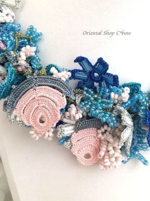 画像5: 華やか☆ビジューネックレス☆ボリューム・オヤ｜ブルーピンク系