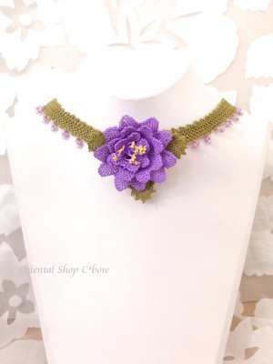 画像4: 日本発送★シルクイーネオヤチョーカー｜薔薇のチョーカー｜ライラック×モスグリーン