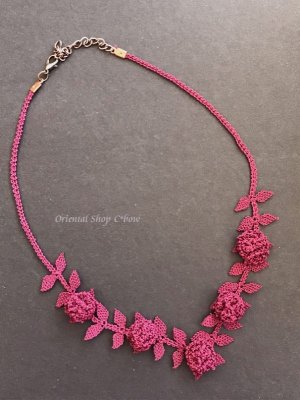 画像4: 日本発送★シルクイーネオヤネックレス｜紫陽花のようなブルーベリー｜単色えんじ