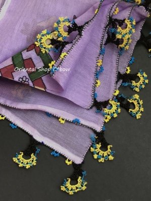 画像6: ブルサ・イズニック｜アンティークオヤスカーフ・シルク糸｜ライラック