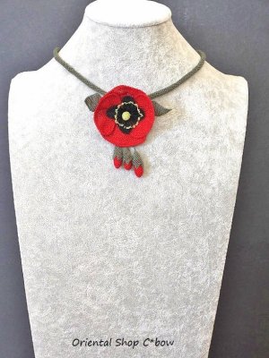 画像4: 日本発送★シルクイーネオヤネックレス｜ひなげし