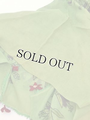 画像7: イズミール｜木版アンティークオヤスカーフ｜シルク糸イーネオヤ｜オリーブグリーン・キュペリ