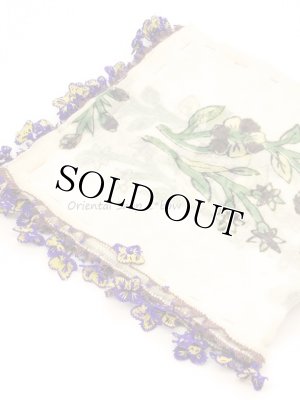 画像5: オデミシュ・ヴィンテージ｜木版アンティークオヤスカーフ｜シルク糸イーネオヤ｜スミレ