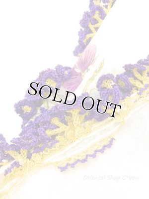 画像4: オデミシュ・ヴィンテージ｜アンティークオヤスカーフ｜シルク糸イーネオヤ｜パープル