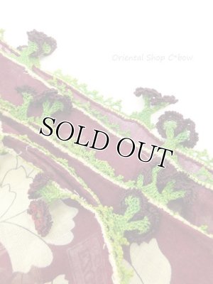 画像6: オデミシュ・ヴィンテージ｜アンティークオヤスカーフ｜シルク糸イーネオヤ｜ボルドー