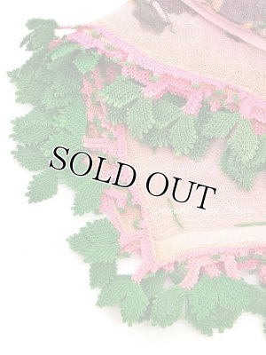 画像7: イズミール｜木版アンティークオヤスカーフ｜シルク糸イーネオヤ｜ピンクグリーン