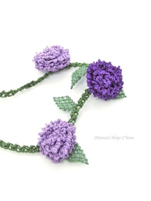 画像2: シルクイーネオヤブレスレット｜３つ花｜紫陽花のようなベリー｜パープル系