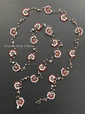 画像4: 日本発送★カッパドキア☆ボンジュックオヤ☆お花ラリエット｜クリーム×ボルドー