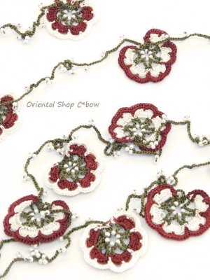 画像6: 日本発送★カッパドキア☆ボンジュックオヤ☆お花ラリエット｜クリーム×ボルドー