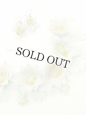 画像3: シルクイーネオヤネックレス：ボリューム水仙・・クレマチス｜花嫁｜ピアスセット