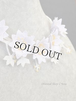 画像5: シルクイーネオヤネックレス：ボリューム水仙・・クレマチス｜花嫁｜ピアスセット