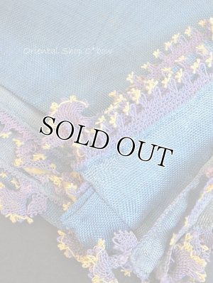 画像10: アイドゥン｜アンティークオヤスカーフ｜シルク糸｜アンティークブルー