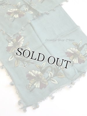 画像2: オデミシュ｜アンティークオヤスカーフ｜シルク糸イーネオヤ｜アンティークブルー