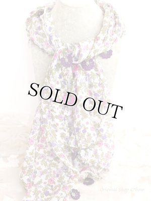 画像3: カッパドキア☆オヤ付コットン花・細長スカーフ・小花柄｜パープル系