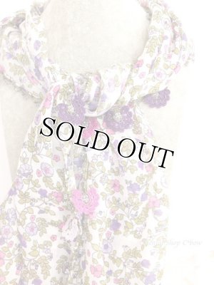 画像8: カッパドキア☆オヤ付コットン花・細長スカーフ・小花柄｜パープル系