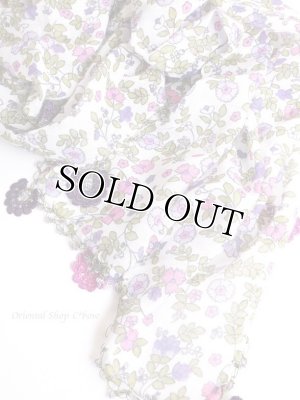 画像7: カッパドキア☆オヤ付コットン花・細長スカーフ・小花柄｜パープル系