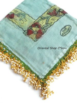 画像2: マルマラ地方：薄手木版アンティークオヤスカーフ｜面白いイプリッキオヤ｜アンティークブルー