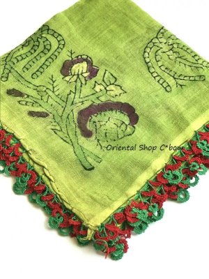 画像2: マルマラ地方：木版アンティークオヤスカーフ｜メキッキオヤ｜ぐりーん