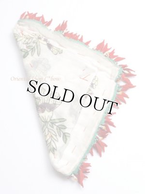 画像5: オデミシュ・ヴィンテージ｜木版アンティークオヤスカーフ｜シルク糸イーネオヤ｜花付きとうがらし