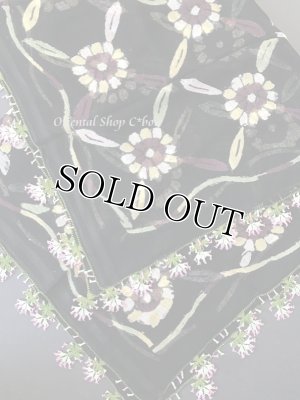 画像5: 珍：ブルサ｜木版非常に珍しい｜アンティークオヤスカーフ・シルク糸