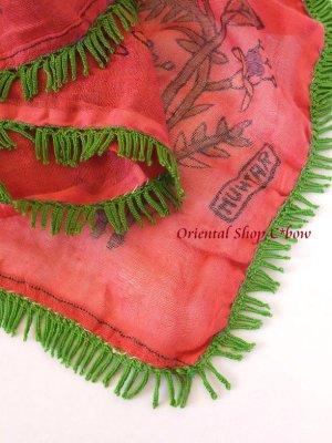 画像6: マニサ｜木版・アンティークオヤスカーフ｜立体トゥーオヤ・シェケルオヤ｜コーラルピンク・芝生