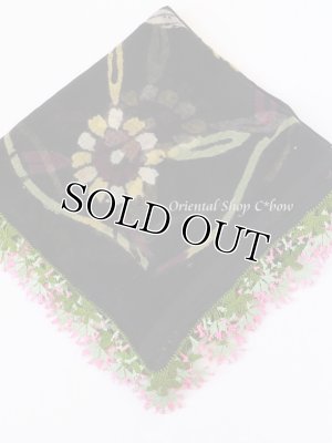 画像2: 珍：ブルサ｜木版非常に珍しい｜アンティークオヤスカーフ・シルク糸