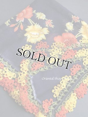 画像1: バルッケシル：大判トゥーオヤスカーフ｜濃紺・オレンジイエロー