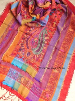 画像4: 日本発送★ウール｜三重トリプル★手刺繍やわらかストール