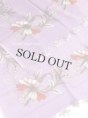 画像5: 東アナトリア・エラズー｜アンティークオヤスカーフ｜シルク糸イーネオヤ｜ライラック｜５本指(平手打ち)