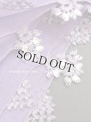 画像4: 東アナトリア・エラズー｜アンティークオヤスカーフ｜シルク糸イーネオヤ｜ライラック｜５本指(平手打ち)