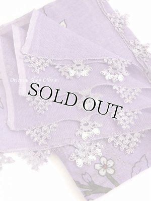 画像2: 東アナトリア・エラズー｜アンティークオヤスカーフ｜シルク糸イーネオヤ｜ライラック｜５本指(平手打ち)