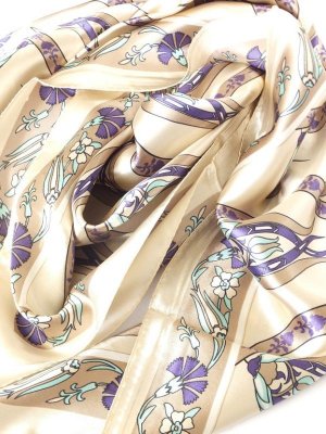 画像4: チューリップ★サテンスカーフ｜ベージュ・ブルー系