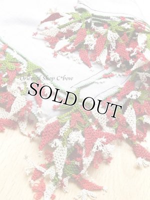 画像2: ブルサ・イズニック｜アンティークオヤスカーフ・総シルク｜イーネオヤ｜大きなとうがらし