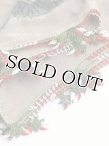 ブルサ｜木版｜アンティークオヤスカーフ・シルク糸・細かいイーネオヤ｜とうがらし