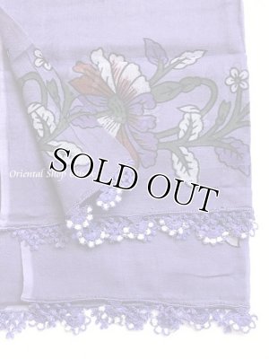 画像4: 東アナトリア・エラズー｜アンティークオヤスカーフ｜シルク糸イーネオヤ｜アンティークパープル｜扇