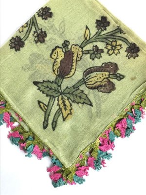 画像8: ブルサ｜木版アンティークオヤスカーフ・シルク糸イーネオヤ・とうがらしの謎｜BR１０