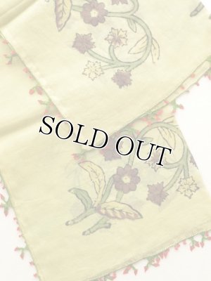 画像2: ブルサ｜木版・アンティークオヤスカーフ・シルク糸イーネオヤ・とうがらし｜BR２１