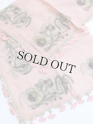 画像9: ベルガマ・コザック｜木版アンティークオヤスカーフ｜シルク糸イーネオヤ｜ピンク４枚花