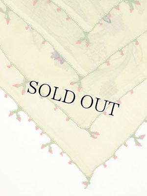 画像3: ブルサ｜木版・アンティークオヤスカーフ・シルク糸イーネオヤ・とうがらし｜BR２１