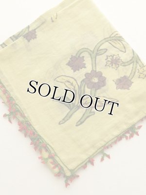 画像1: ブルサ｜木版・アンティークオヤスカーフ・シルク糸イーネオヤ・とうがらし｜BR２１