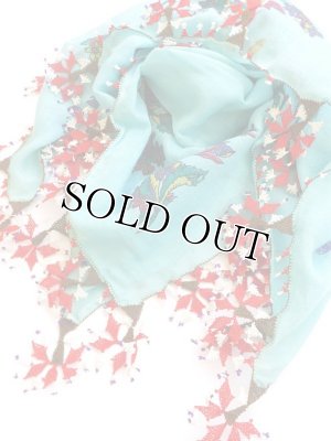 画像2: 日本発送◆ブルサ：イズニック｜アンティークオヤスカーフ｜ターコイズブルー