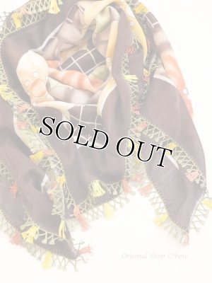 画像2: バルッケシル：大判トゥーオヤスカーフ｜ダークブラウン｜素晴らしいチューリップ 